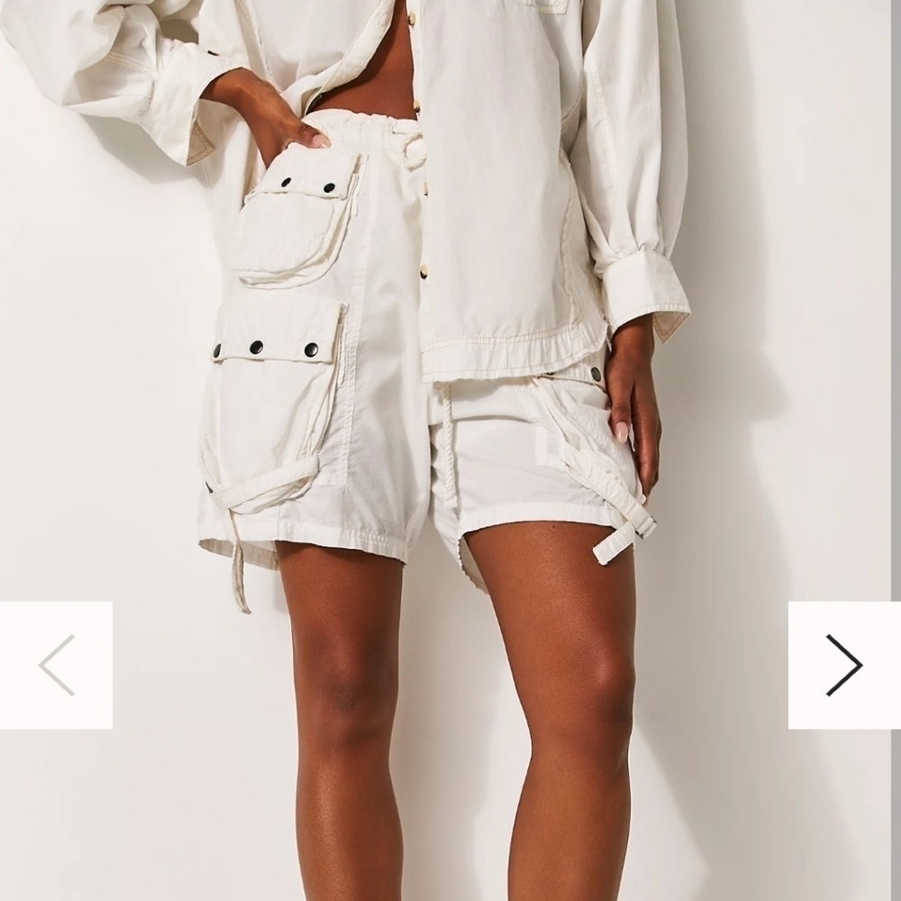 Free People Moon Bay Parachute Shorts in Optic White - Picture 2 of 5